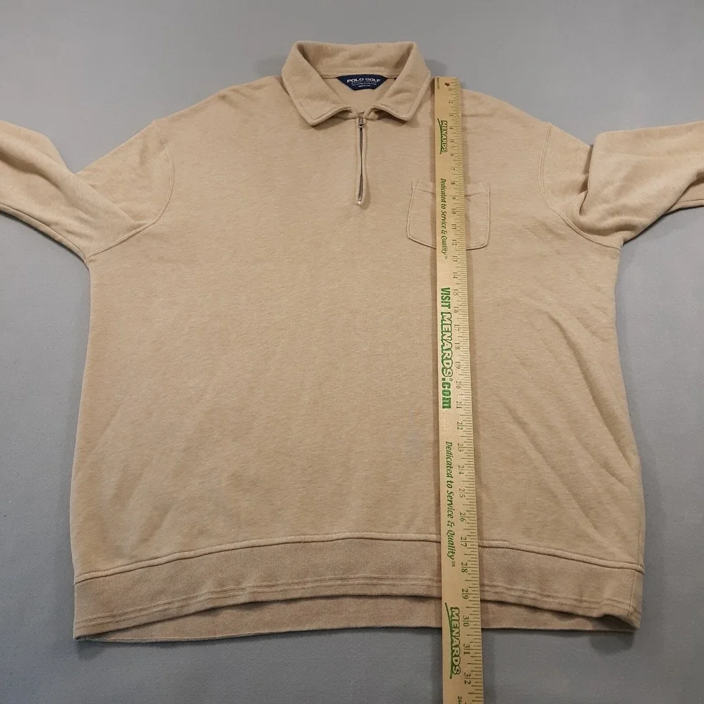 Polo Golf Ralph Lauren Sweater Mens Size XL Cotton Blend Zip Up Pullover Tan